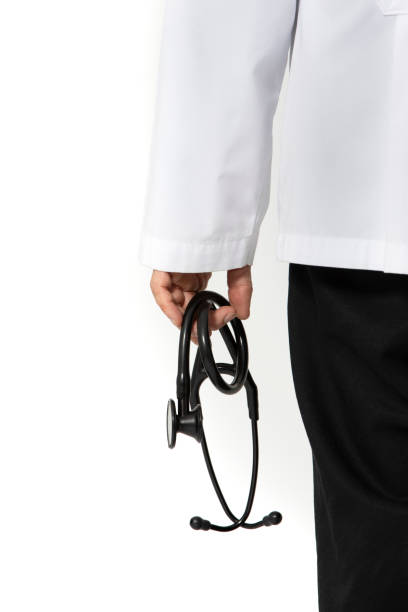 istock doctor holding a black stethoscope 1197412097