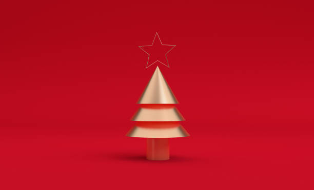 istock Minimalist Gold Star christmas tree , 3d rendering. 1197417281