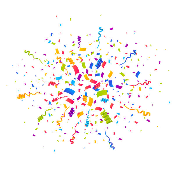 istock Confetti burst vector illustration. Color ribbons and streamers. Birthday party background 1197420298