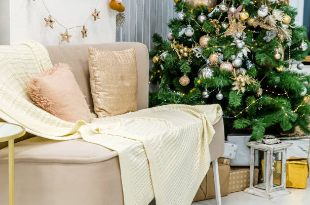 istock Beautiful interior with Christmas tree. New Year's Eve. 1197421961