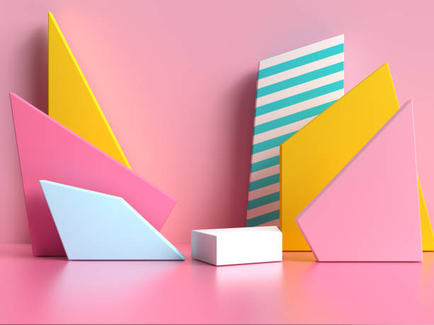 istock pink blue yellow geometric shape pattern colorful 3d render scene 1197424339