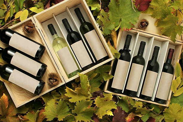 due scatole regalo di vino - gift box foto e immagini stock