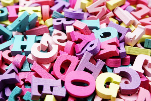 istock Close up of Random colorful letterpress alphabet Rotation 1197429364