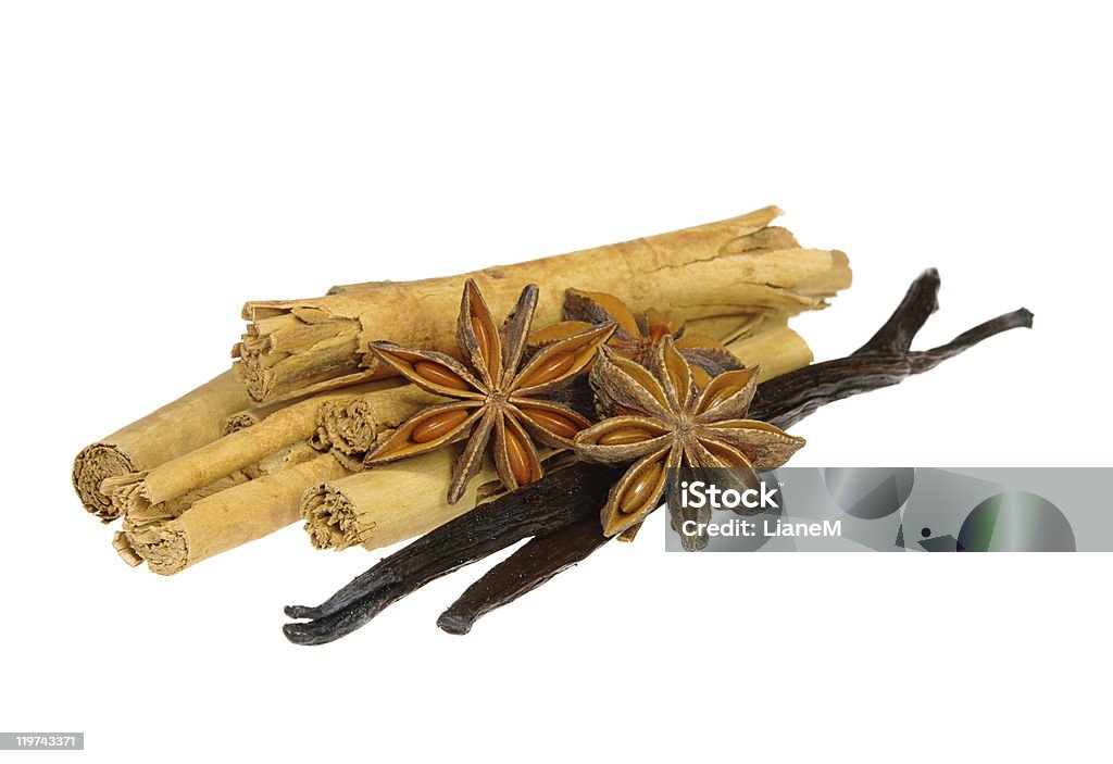 cinnamon stick and star from anis  Cinnamon Stock Photo