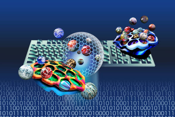 Exploration of drug delivery system of AI and nanotechnology, image of carrier carrying genes and drugs. Behind the graphene is a keyboard and binary code. With the innovation of nanotechnology, we detect cancer using new materials such as graphene,
A future in which exploration vessels that carry drugs and genes into the body will be opened, opening up new fields of medicine and gene therapy. biosensor stock pictures, royalty-free photos & images