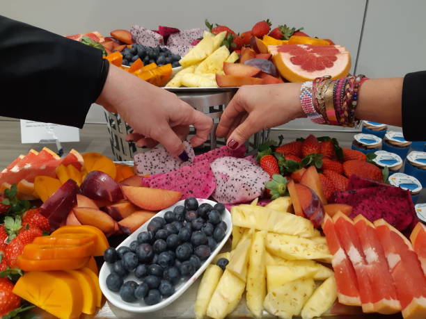 istock tropical fruit buffet service beautiful tasty 1197437067