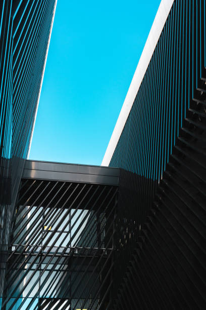 Two contiguous buildings of modern architecture