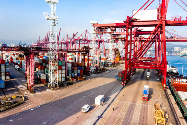 istock Container Cargo freight ship Terminal in Hong kong, China 1197437967