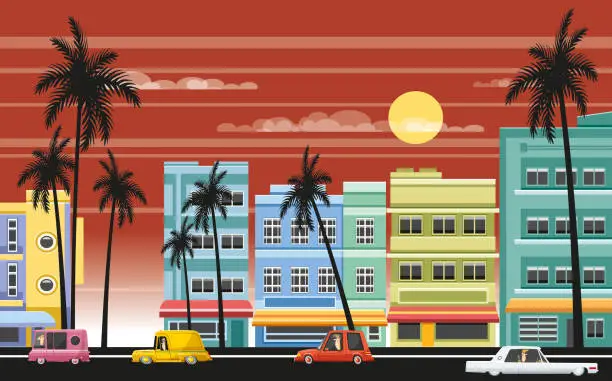 Vector illustration of Tropical city
