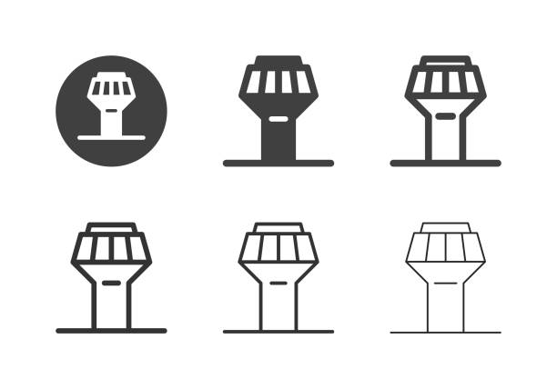 Air Traffic Control Tower Icons - Multi Series Air Traffic Control Tower Icons Multi Series Vector EPS File. air traffic control tower stock illustrations