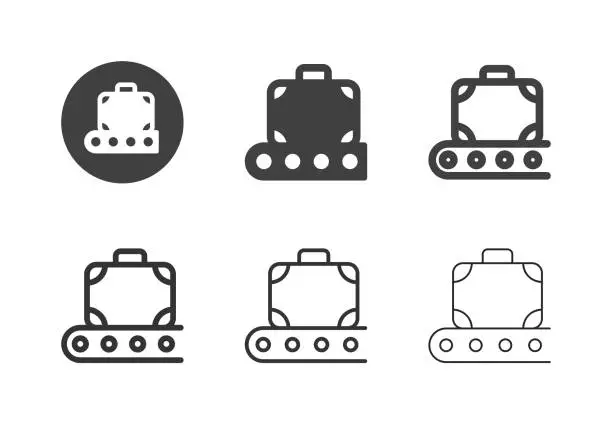 Vector illustration of Luggage Conveyor Icons - Multi Series