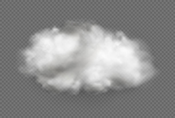 Cloud of fog, smoke, urban smog. Realistic isolated cloud on transparent background. Cloud of fog, smoke, urban smog. Realistic isolated cloud on transparent background. stratus clouds stock illustrations