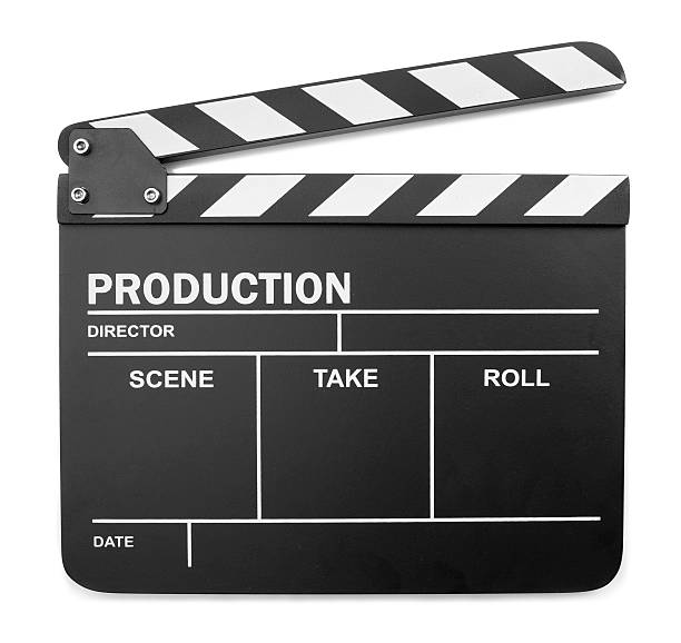 istock Black and white old fashioned production clapper board 119745271