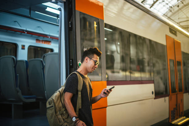 istock Hipster man leaving subway train 1197452785