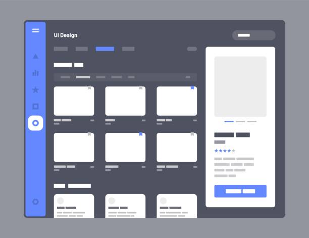 Wireframes screens. Dashboard UI and UX design. Concept for social media, online store, hotel reservation. Wireframes screens. Dashboard UI and UX design. Use for mobile app or website. website wireframe photos stock illustrations