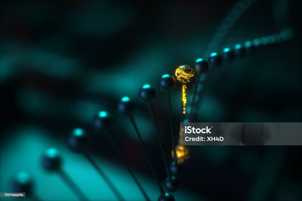 Gene editing medical illustrations dna close-up 3D Science Stock Photo