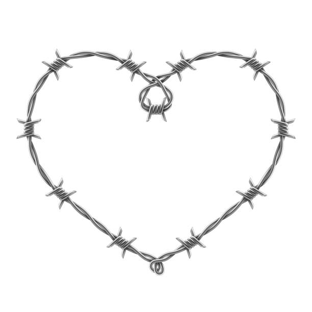 istock Heart symbol made of spiraling barbed wires. Vector realistic illustration. 1197468913