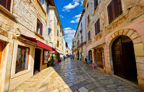 Croatia Porec. Central street old town paved