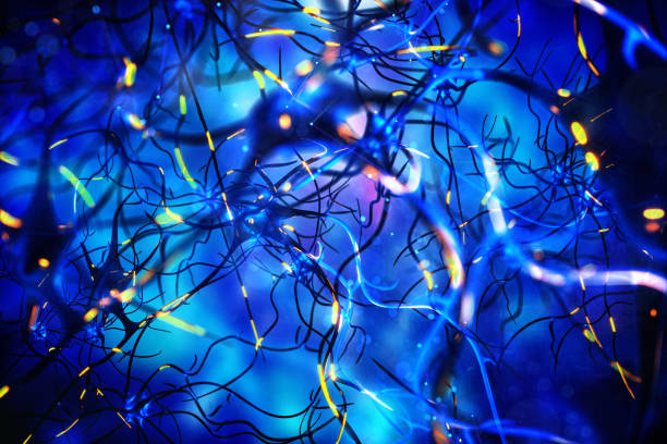 Interconnected neurons transferring information with electrical pulses.medical illustrations,BCI