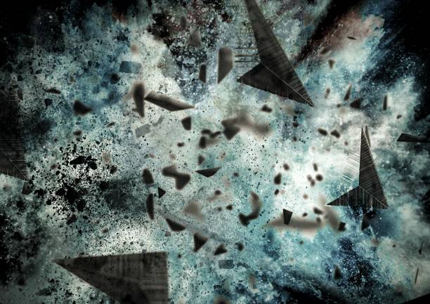 istock Concrete shards splatter with explosive momentum 1197475147