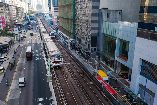 Drone view of Kwun Tong District, Kowloon Hong Kong