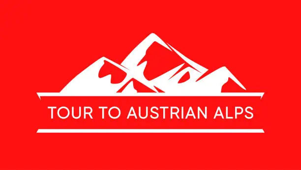 Vector illustration of Tour to Austrian Alps, Logo of Austrian Mountains