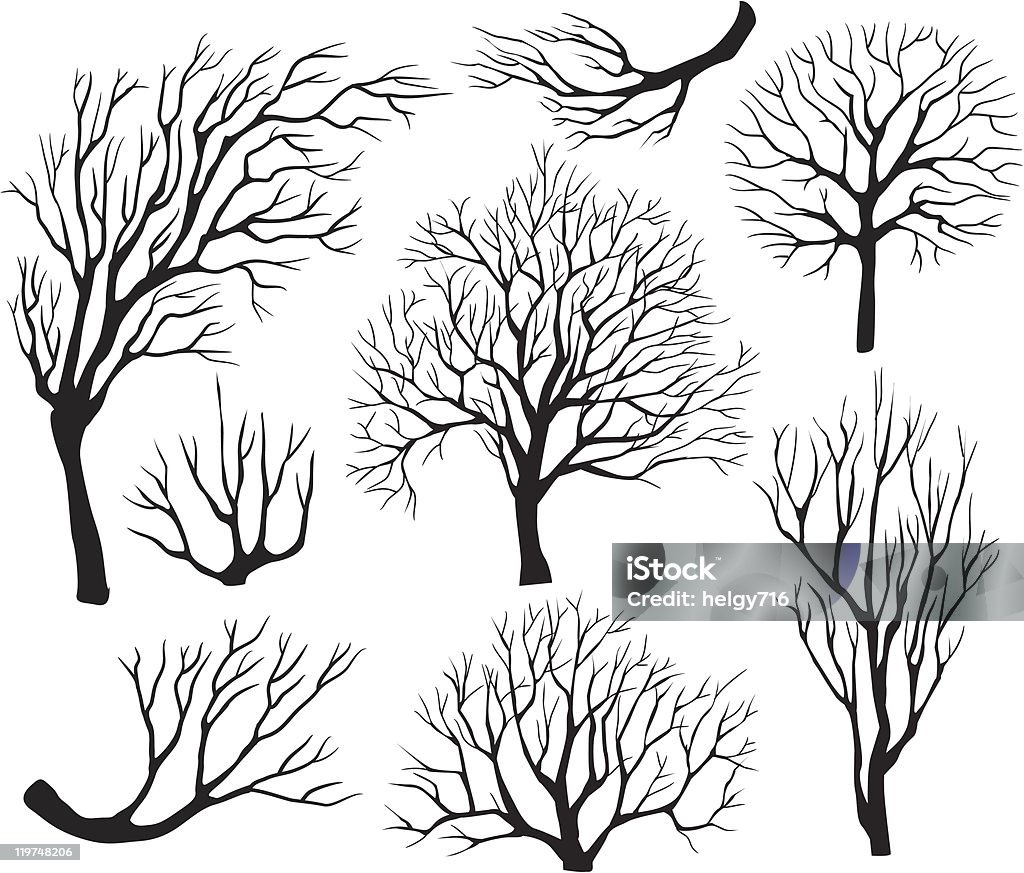 Silhouettes of trees  Black Color stock vector