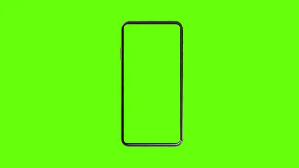 phone green screen on green background in chroma key smartphone technology cell phone touch message display hand 3D rendering