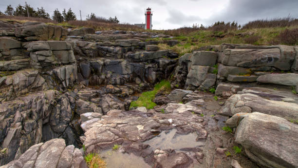 point prim lighthouse, digby, nova scotia, canada - horizontal nova scotia bay of fundy bay imagens e fotografias de stock
