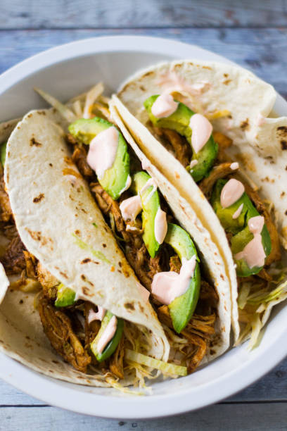 istock Top View of Easy Shredded Chicken Tacos 1197488343