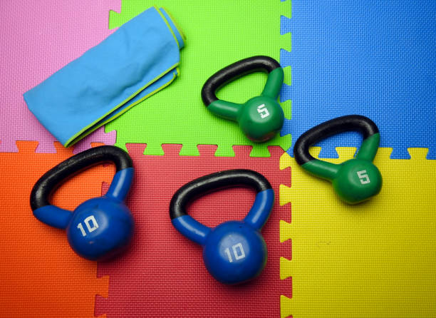 istock Hand Kettlebell Weights and towel 1197495223