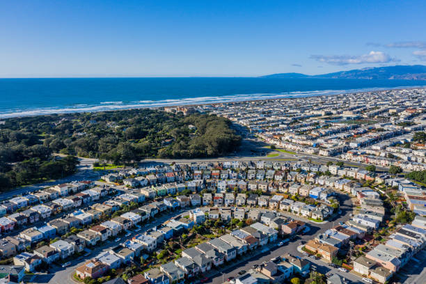 Aerial view of  Outer Sunset in  San Francisco Ocean View