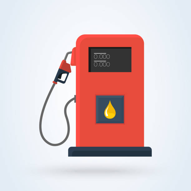 ilustraciones, imágenes clip art, dibujos animados e iconos de stock de bomba de la gasolinera plana. vector de ilustración de diseño moderno. - bomba de combustible