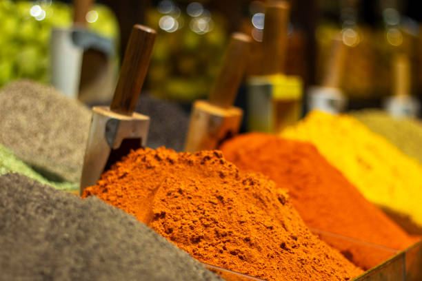 istock Ground peppers in a spice store. 1197498778