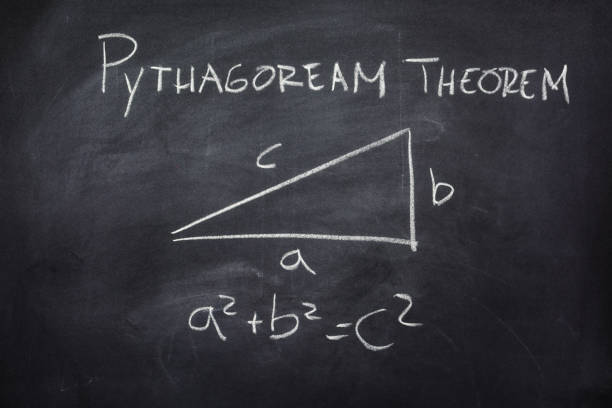 Pythagorean theorem Explanation about the Pythagorean theorem drawn on a blackboard pythagoras stock pictures, royalty-free photos & images