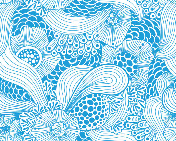vektor abstrakte illustration mit meerespflanzen. floral-illustration. exotische tropische stropische design. - boot print stock-grafiken, -clipart, -cartoons und -symbole
