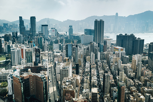 Kowloon from an aerial perspective, Hongkong, China