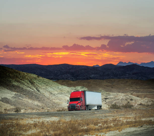 istock Semi truck Sunset 1197505344