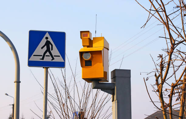 The camera a traffic speed stock photo