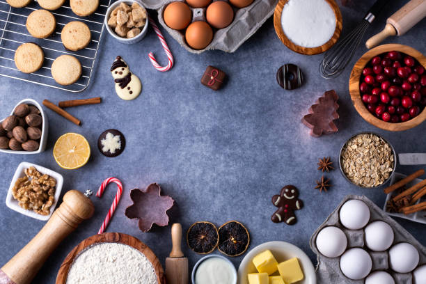 istock Baking ingredients for christmass on dark background 1197510970