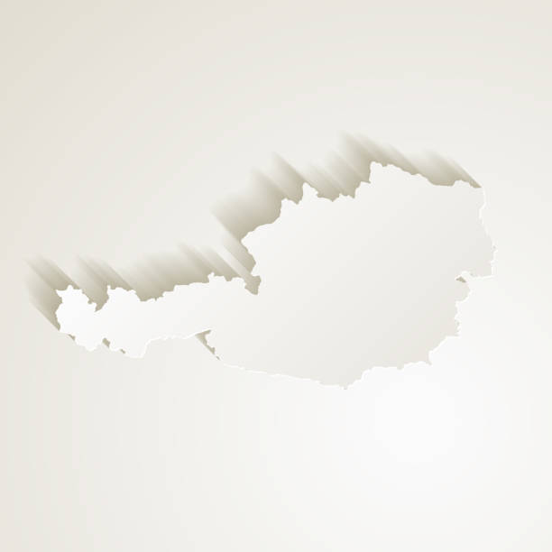 Map of Austria with a realistic paper cut effect isolated on white background (colors used: golden white, beige, sepia). Vector Illustration (EPS10, well layered and grouped). Easy to edit, manipulate, resize or colorize.