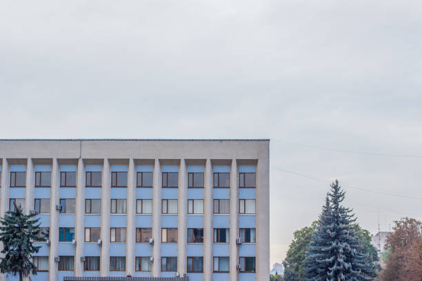 rustic concrete building USSR architecture in Easter Europe country