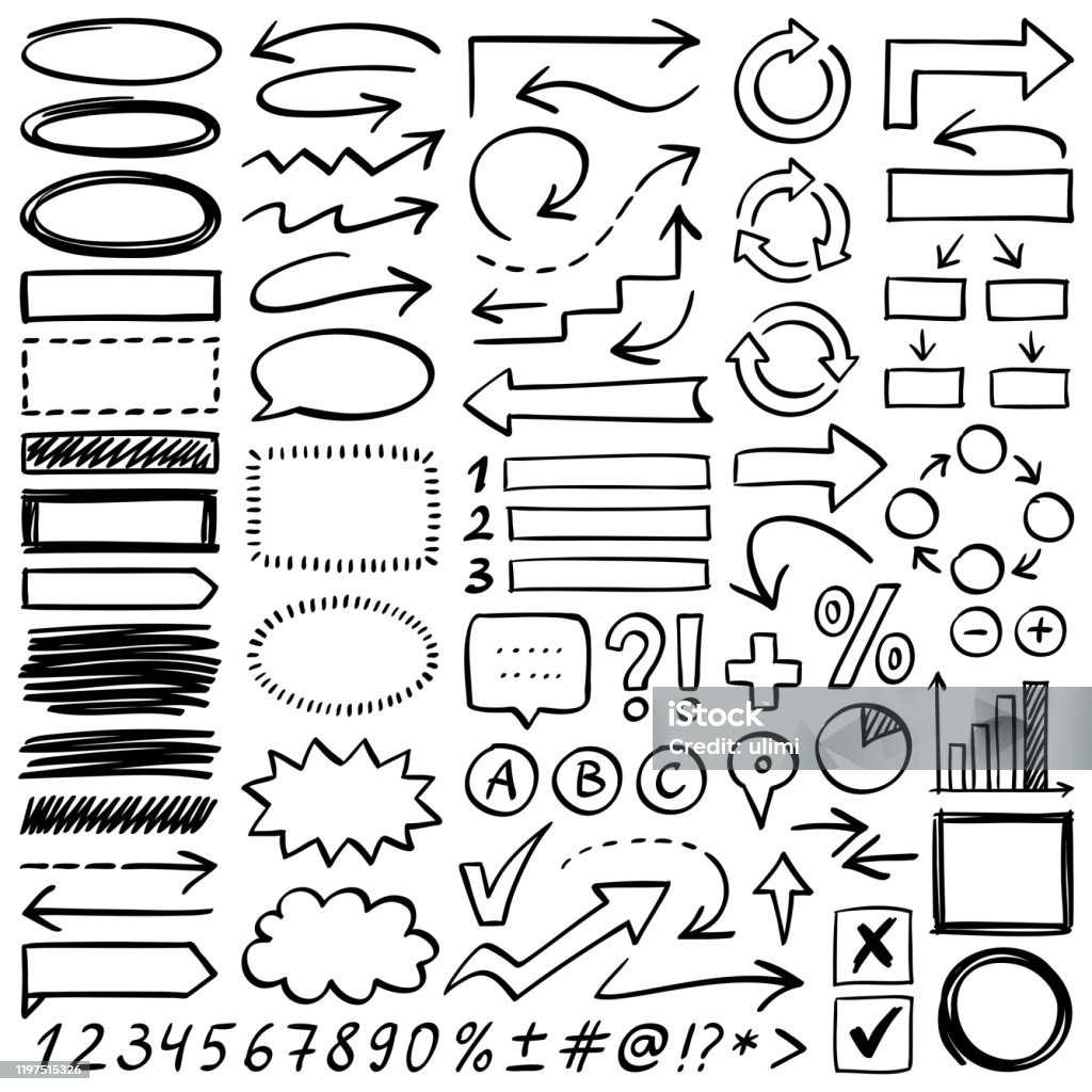 Point Drawing Design Elements Hand Drawn Design Elements Stock Illustration - Download Image Now ...