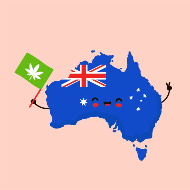 ilustrações, clipart, desenhos animados e ícones de mapa feliz feliz de sorriso engraçado bonito bonito de kawaii austrália - 4824