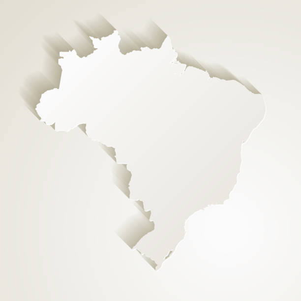 ilustrações, clipart, desenhos animados e ícones de mapa de brasil com efeito do corte de papel no fundo em branco - mapa brazil 3d