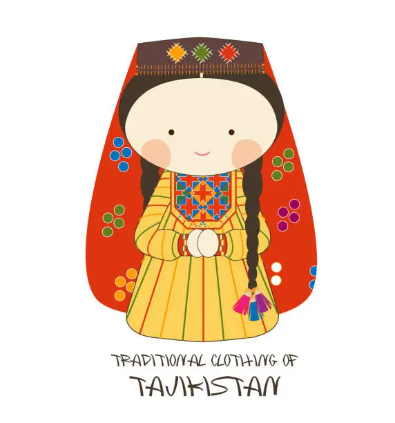 Vector illustration of Traditional Clothing of Tajikistan
