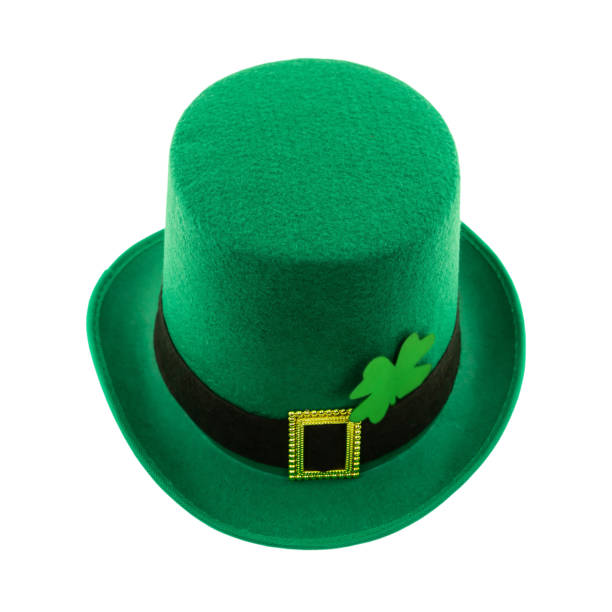 istock St. Patricks hat green tall with clover on an isolated background close-up 1197525143