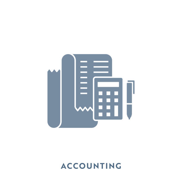 buchhaltung mono color business flat icon. pixel perfekt - tax tax form financial advisor calculator stock-grafiken, -clipart, -cartoons und -symbole