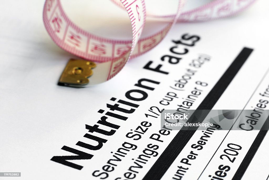Nutrição factos e medida de Fita - Royalty-free Alimentação Não-saudável Foto de stock