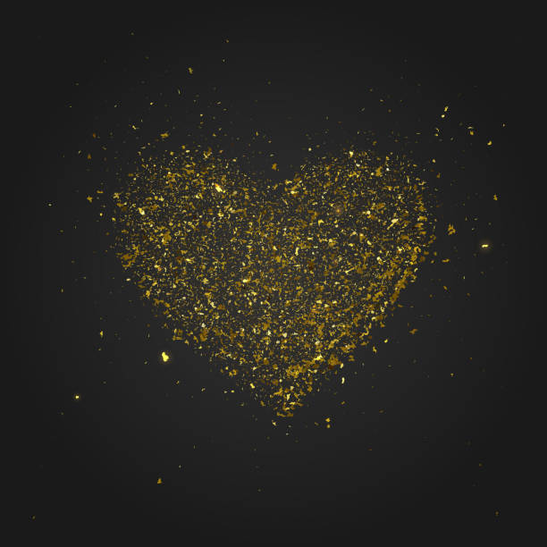 ilustraciones, imágenes clip art, dibujos animados e iconos de stock de corazón brillante - valentines day heart shape gold red